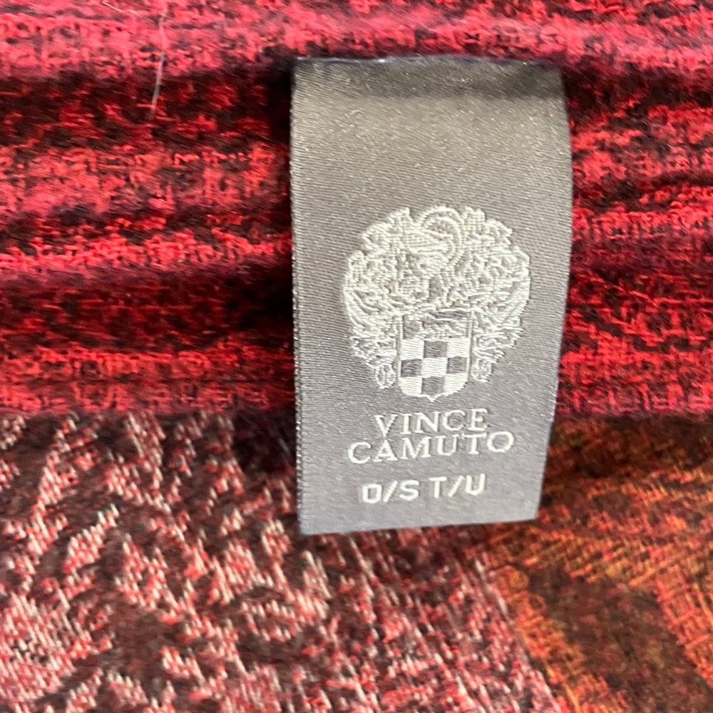 Vince Camuto (NWT) Black Pom-Pom Beanie and Burgundy Paisley Scarf - Picture 5 of 5